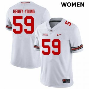 Women's Ohio State Buckeyes #59 Darrion Henry-Young White Nike NCAA College Football Jersey For Sale HDR4844MI